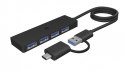 IcyBox Hub IB-HUB1424-C3 4-Port USB Typ-A, złącze Typ-C/A