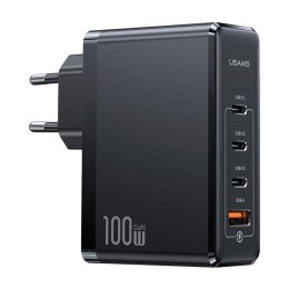 Ładowarka sieciowa Usams T50 100W GaN 3xUSB-C PD 3.0 + USB-A bez kabla - czarna