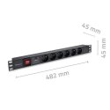 Qoltec Listwa zasilająca PDU do RACK 19" | 1U | 16A | 6xFRENCH | 1.8m