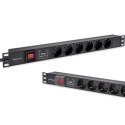 Qoltec Listwa zasilająca PDU do RACK 19" | 1U | 16A | 6xSchuko | 1.8m