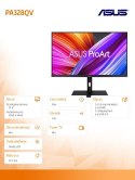Asus Monitor 32 cale PA328QV WQHD IPS 400cd/m2 DP HDMI2.0x2 DP USBx4 sRGB100% GŁOŚNIK PIVOT