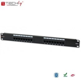 Patch panel TechlyPro 1U UTP 16xRJ45 Cat.6, czarny