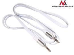 Kabel audio Maclean MCTV-694 W miniJack 3,5mm (M) - miniJack 3,5mm (M), płaski 1m, metalowy wtyk, biały