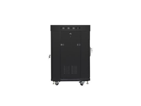 Lanberg Szafa instalacyjna Rack stojąca 19 15U 600X600 czarna, drzwi sklane (flat pack)