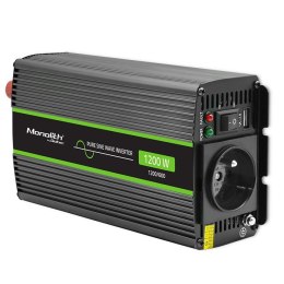 Qoltec Przetwornica napięcia Monolith | 600W | 1200W | 12V na 230V | Czysty Sinus