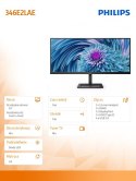 Philips Monitor 34 cale 346E2LAE VA HDMI DP USB-C HAS Głośniki