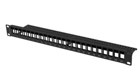 Lanberg Patch panel pusty 24 porty 1U 19 cali czarny do modułów keystone