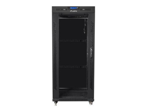 Lanberg Szafa instalacyjna rack stojąca 19 27U 600x800 czarna, drzwi szklane LCD (Flat pack)