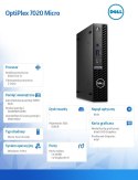 Dell Komputer Optiplex MFF/Core i3-14100T/8GB/256GB SSD/Integrated/WLAN + BT/Kb/Mouse/W11Pro