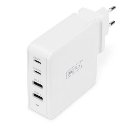 Ładowarka sieciowa DIGITUS uniwersalna zasilacz 4 porty 2x USB-C 2x USB-A PD 3.0 100W biała