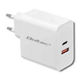 Ładowarka sieciowa Qoltec 63W | 5-20V | 1.5-3A | USB typ C PD | USB QC 3.0 | Biała