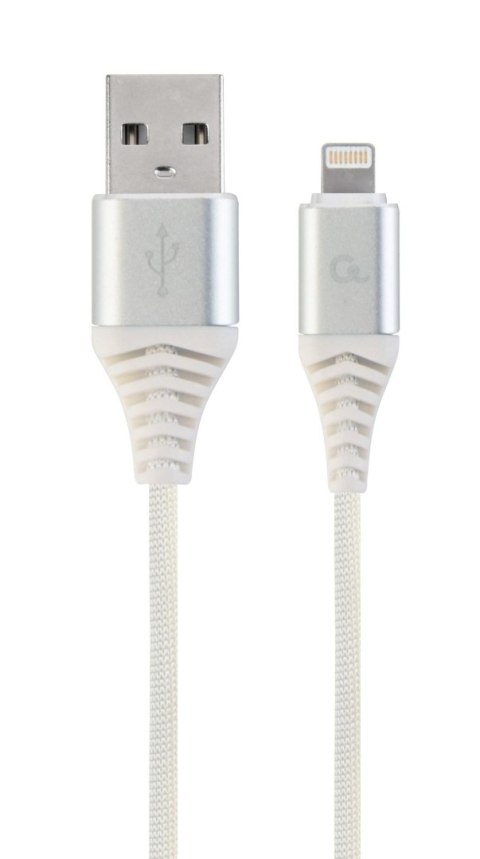 Kabel USB 2.0 (AM/8-pin lightning M) oplot tekstylny 1m biały Gembird