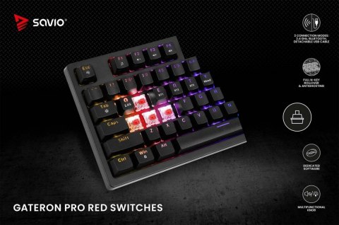 Savio Klawiatura mechaniczna bezprzewodowa PHENIX Gateron Red Pro, ABS