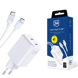 Ładowarka sieciowa 3mk Hyper Charger PD 45W+USB Cable C to C White