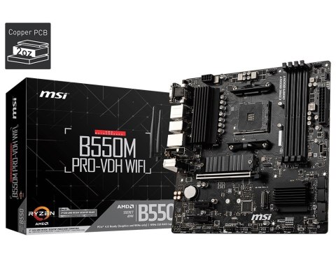 MSI Płyta główna B550M PRO-VDH AM4 4DDR4 HDMI/DP/VGA mATX