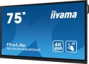 IIYAMA Monitor 75 cali ProLite TE7512MIS-B3AG,INFRARED,40pkt,IPS,4K, 24/7, 7H, WiFi,VGA, HDMI, USB-c, Bluetooth,metal,8ms, vesa, głośni