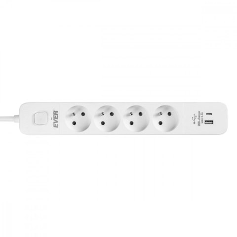 EVER Listwa antyprzepięciowa PROTECT 4PL 1A1C USB T/LZ12-PRO015/1000