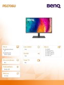 Benq Monitor 27 cali PD2706U LED 4K 5ms/QHD/IPS/HDMI/DP/USB