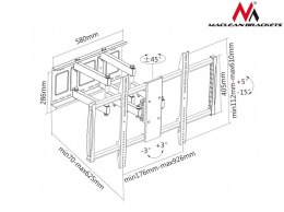 Maclean Uchwyt do telewizora 60-100 MC-679 do 80kg, Do ekranów płaskich i zakrzywionych