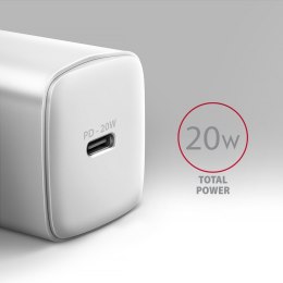 AXAGON ACU-PD20W Ładowarka sieciowa PD 20W, 1x port USB-C, PD3.0/QC3.0/AFC/FCP/Apple Biała