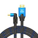 SAVIO KABEL HDMI (M) V2.1, KĄTOWY, 5M, 8K, MIEDŹ, NIEBIESKO-CZARNY, ZŁOTE KOŃCÓWKI, ETHERNET/3D CL-175