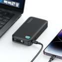 USAMS Powerbank 10000mAh 20W zwijany kabel USB-C fast charge Czarny