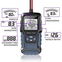 Qoltec Tester akumulatora cyfrowy z wyświetlaczem LCD | 12V | 24V | 3Ah-400Ah