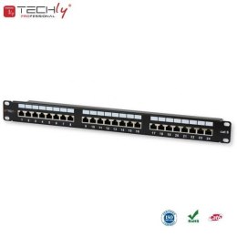 Patch panel TechlyPro 1U STP 24xRJ45 Cat.6, czarny z tacką