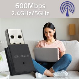 Qoltec Adapter bezprzewodowy Ultra szybki mini WiFi Standard AC | BT 4.0USB | 600Mbps