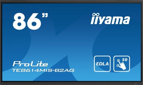 IIYAMA Monitor interaktywny 86 cali TE8614MIS-B2, INFRARED,50pkt,VA,4K, 7H,WiFi,MIC,USB ANDROID 13, Google EDLA