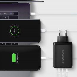 AXAGON ACU-DPQ100 Ładowarka sieciowa GaN 100W, 3x port (USB-A + dual USB-C) PD3.0/QC4+/PPS/Apple Czarna