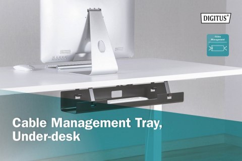 Digitus Kanał stalowy do organizacji kabli / listew zasilających pod biurkiem, z uchwytami, montaż śruby, 60cm, czarny