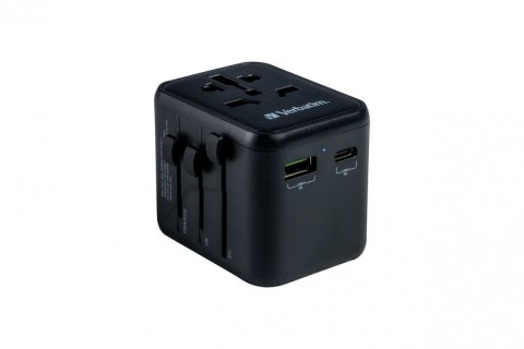 Verbatim Adapter podróżny UTA-02 49544 180 krajów, ładowarka 20 W, QC 3.0. 1x USB-C, 1x USB-A