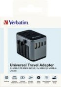 Verbatim Adapter podróżny UTA-03 49545 180 krajów, ładowarka PD 30W, QC 3.0 3x USB-C , 2x USB-A