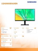 Samsung Monitor 24 cale ViewFinity S60D IPS 2560x1440 WQHD 16:9 1xHDMI 1xDP 3xUSB 3.0 5ms PinP/PbyP 100Hz HAS+PIV płaski 3YOn-Site