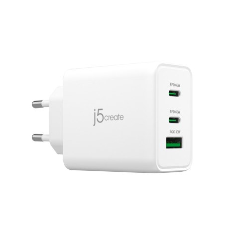 Ładowarka sieciowa j5create 65W GaN USB-C 3-Port Charger - EU (2xUSB-C 1xUSB3.0; kolor biały) JUP3365E-EN