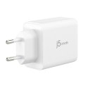 Ładowarka sieciowa j5create 65W GaN USB-C 3-Port Charger - EU (2xUSB-C 1xUSB3.0; kolor biały) JUP3365E-EN