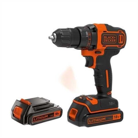 Akumulatorowa wiertarko-wkrętarka 18V Black+Decker [BDCDD186KB-QW] Li-Ion, 2x1,5Ah