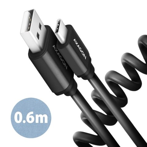 Kabel USB-C - USB-A Twister USB 2.0, 0.6m czarny Axagon