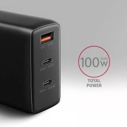 Ładowarka sieciowa GaN Axagon ACU-DPQ100 1xUSB-A + 2x USB-C 100W czarna