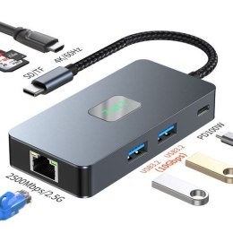 TB Adapter HUB USB C (7w1) HDMI USB SD/TF RJ45 (2500 Mbps) PD