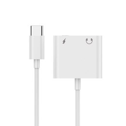 Adapter audio mini Jack żeński 3.5mm i USB-C męski do USB-CM biały Gembird