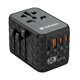 Verbatim Adapter podróżny UTA-05 32120 ładowarka GaN 65W 180 krajów, 2x USB-C, 2x USB-A, PD 65W, QC 4+