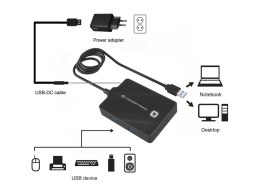 Conceptronic HUBBIES11BP stacja dokująca USB 3.2 Gen 1 (3.1 Gen 1) Type-A Czarny