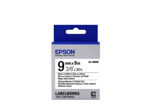 Epson Label Cartridge Strong Adhesive LK-3WBW Black/White 9mm (9m)