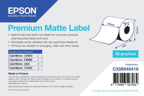 Epson Premium Matte Label - Continuous Roll: 102mm x 35m