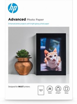 HP Papier fotograficzny Advanced, błyszczący, 250 g/m2, 10 × 15 cm, 25 arkuszy