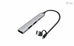 I-tec CAHUBMETALMINI4 huby i koncentratory USB 3.2 Gen 1 (3.1 Gen 1) Type-A + Type-C 5000 Mbit/s Srebrny