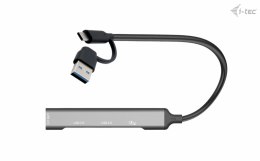 I-tec CAHUBMETALMINI4 huby i koncentratory USB 3.2 Gen 1 (3.1 Gen 1) Type-A + Type-C 5000 Mbit/s Srebrny