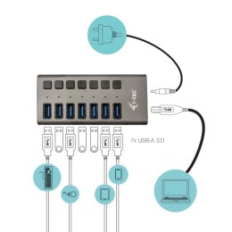 I-tec U3CHARGEHUB7 ładowarka do urządzeń przenośnych Uniwersalne Szary Prąd przemienny Szybkie ładowanie Wewnętrzna